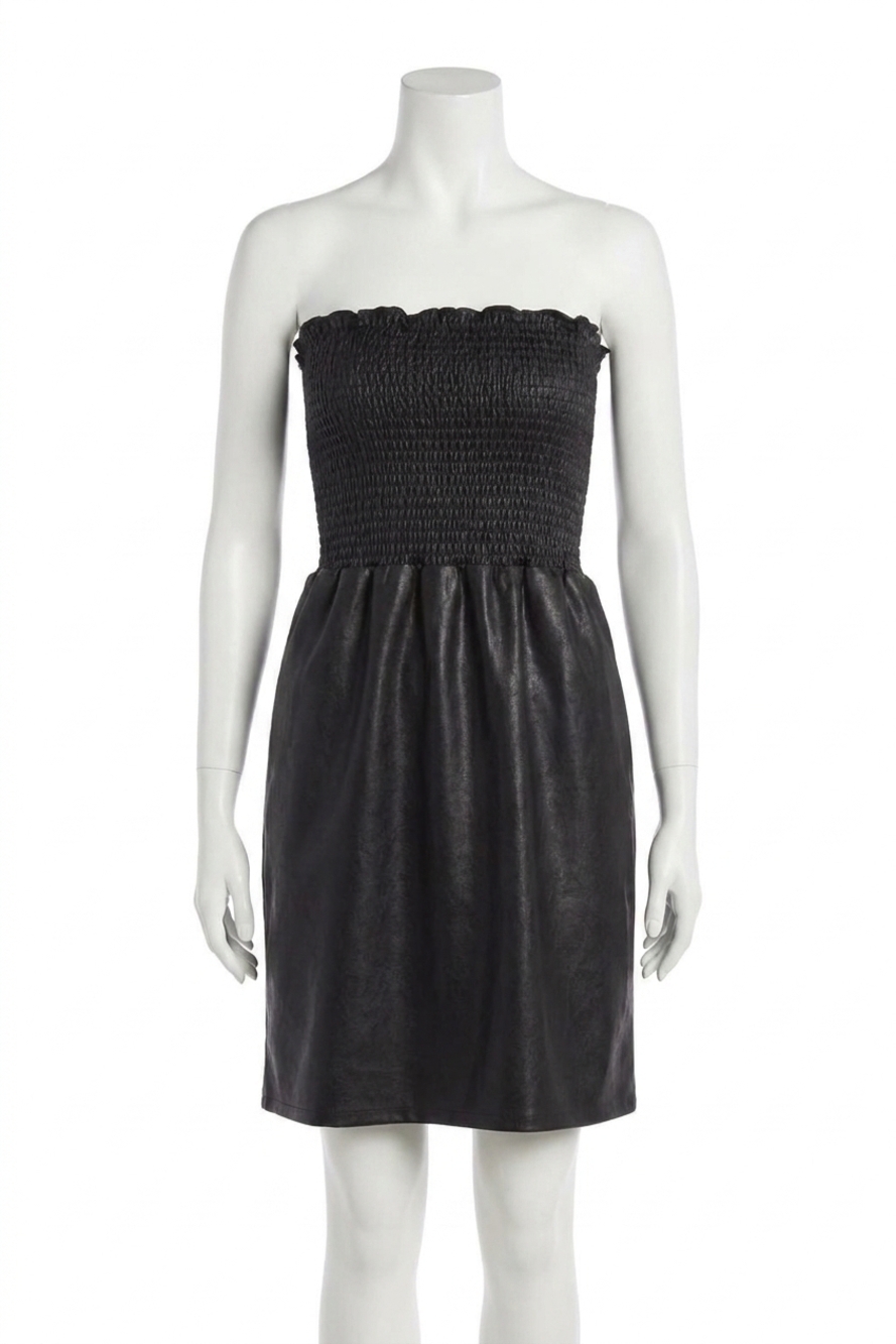 NEW COMMANDO faux leather smocked dress in black